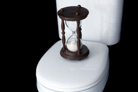 Toilet and hourglass