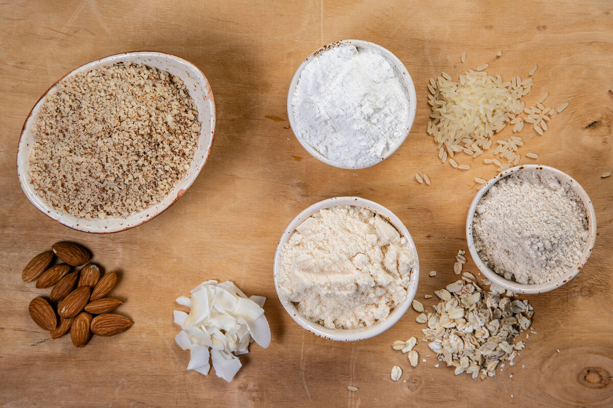 Gluten free concept - selection of alternative flours and ingredients