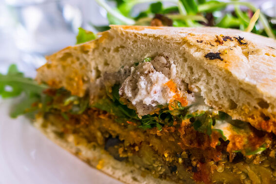 subway vegan eggplant sandwich on gluten free ciabatta