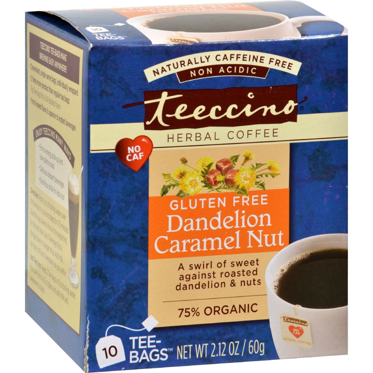 Teeccino Coffee Tee Bags - Organic - Dandelion Caramel Nut Herbal