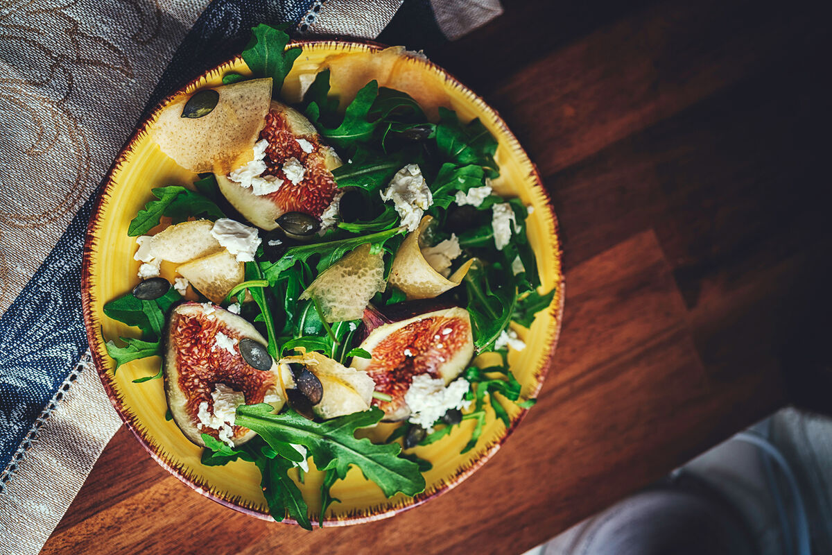 Pumpkin Salad with Croutons and Fresh Figs