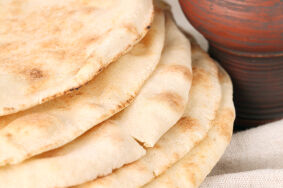 Flat communion bread and wine