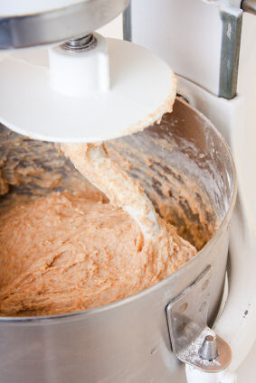 Mixing rice dough in a mixer