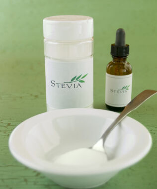 Stevia in liquid and powdered form