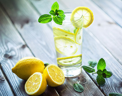 Water with lemon and mint