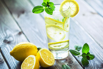 Water with lemon and mint