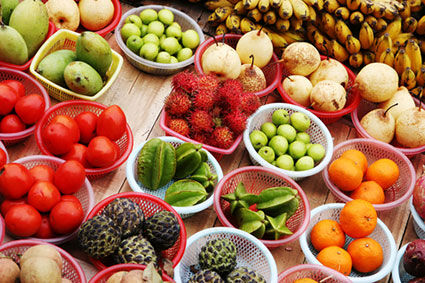 Bowls of tropical fruit