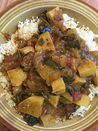 Sweet potato curry with cauliflower rice
