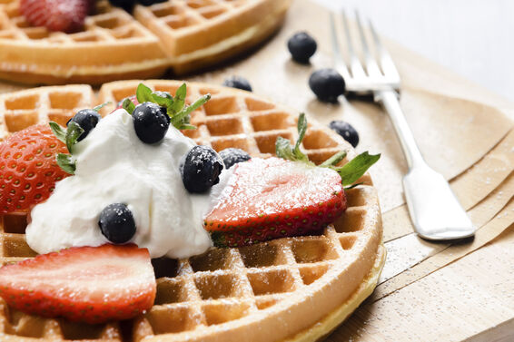 Waffles with fresh fruit
