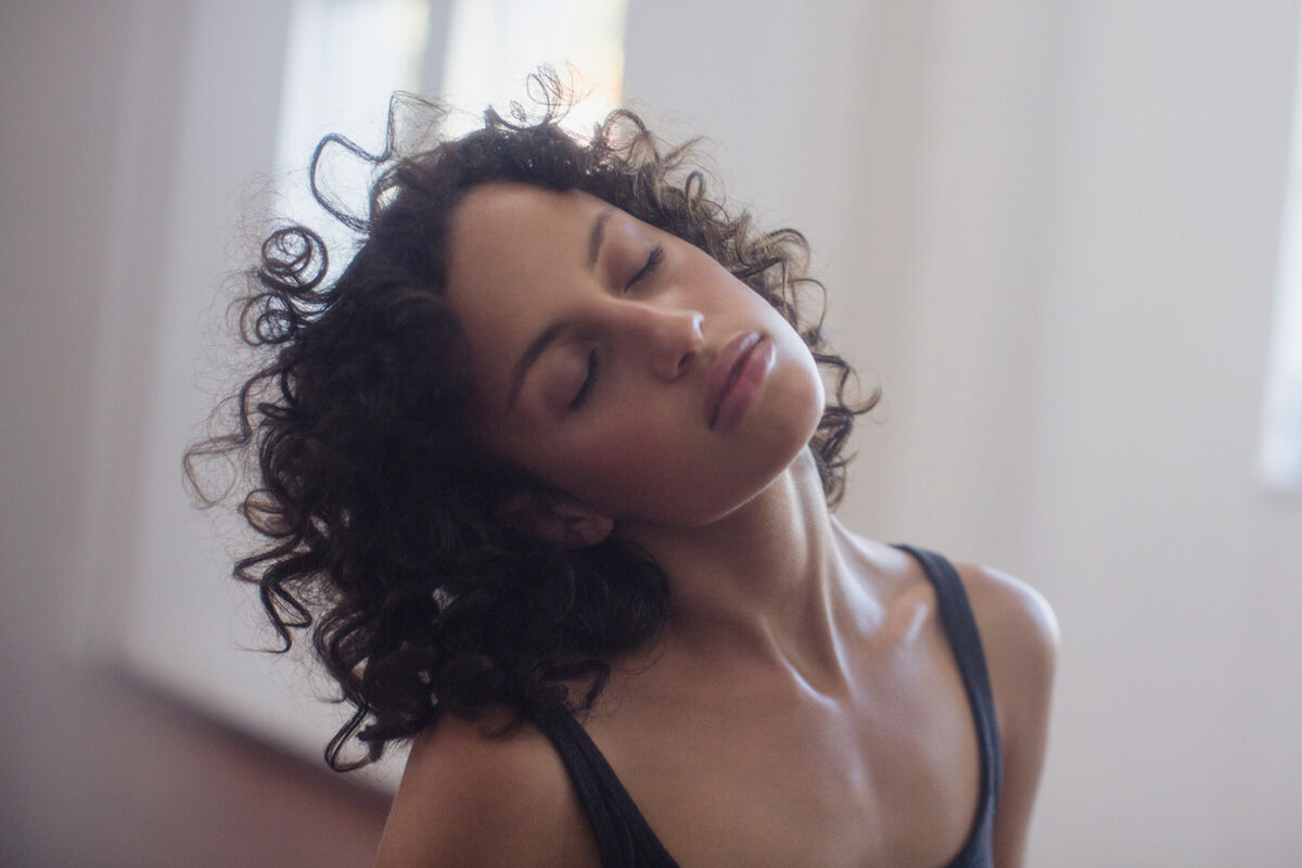 Woman doing neck exercise