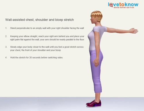 wall assisted upper body stretch