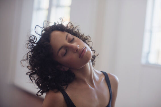 Woman stretching her neck