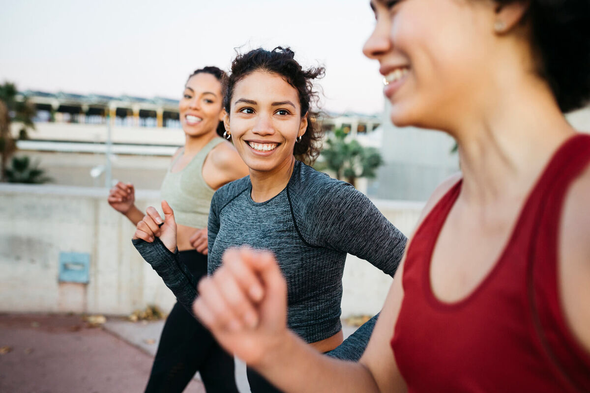 Three woman working out