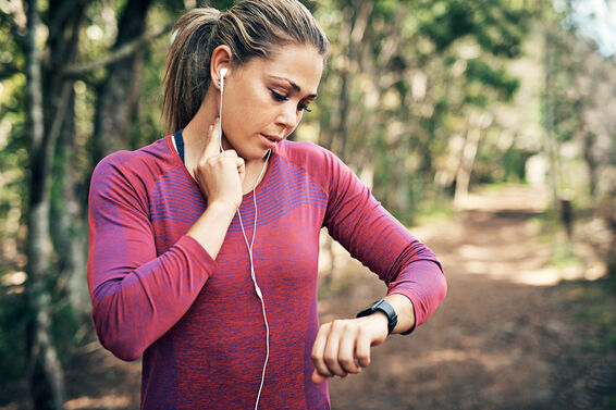 woman checking her heart rate