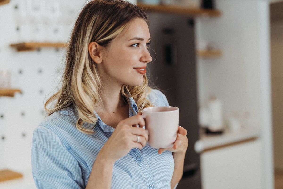 woman relaxing with tea