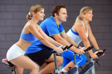 bicyclists at gym