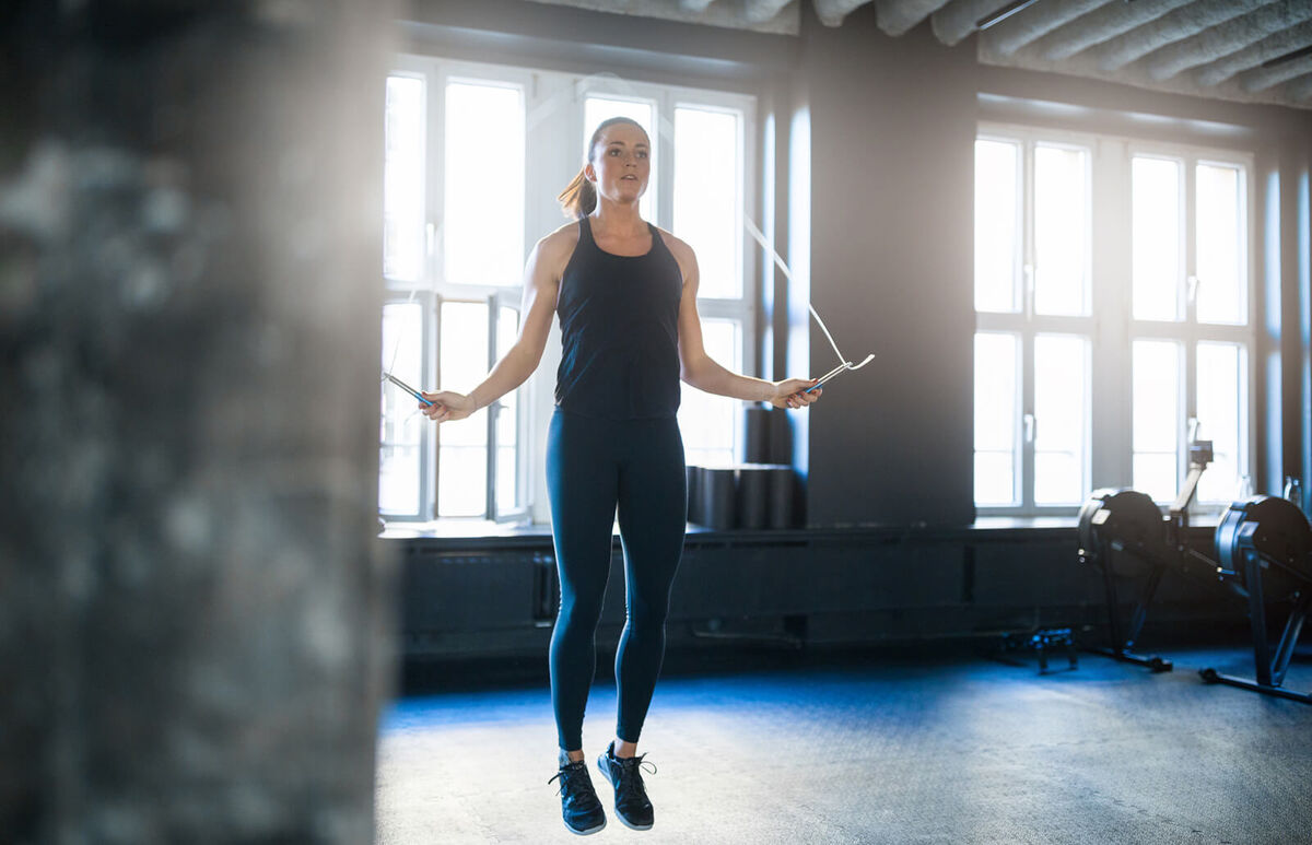 Woman Doing Jump Rope Exercise