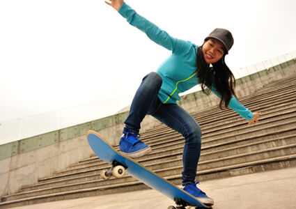 Girl skateboarding