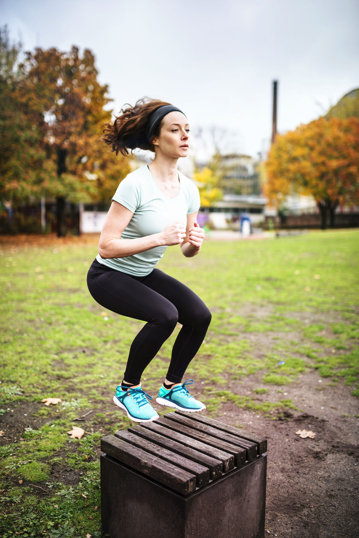 Woman doing a exercise in a park