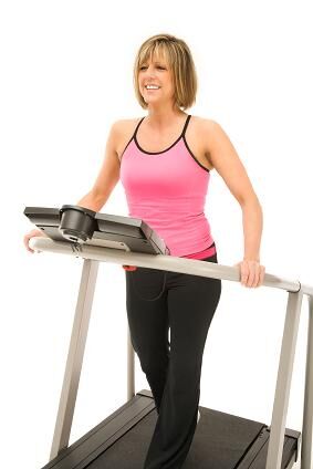 Woman exercising on treadmill