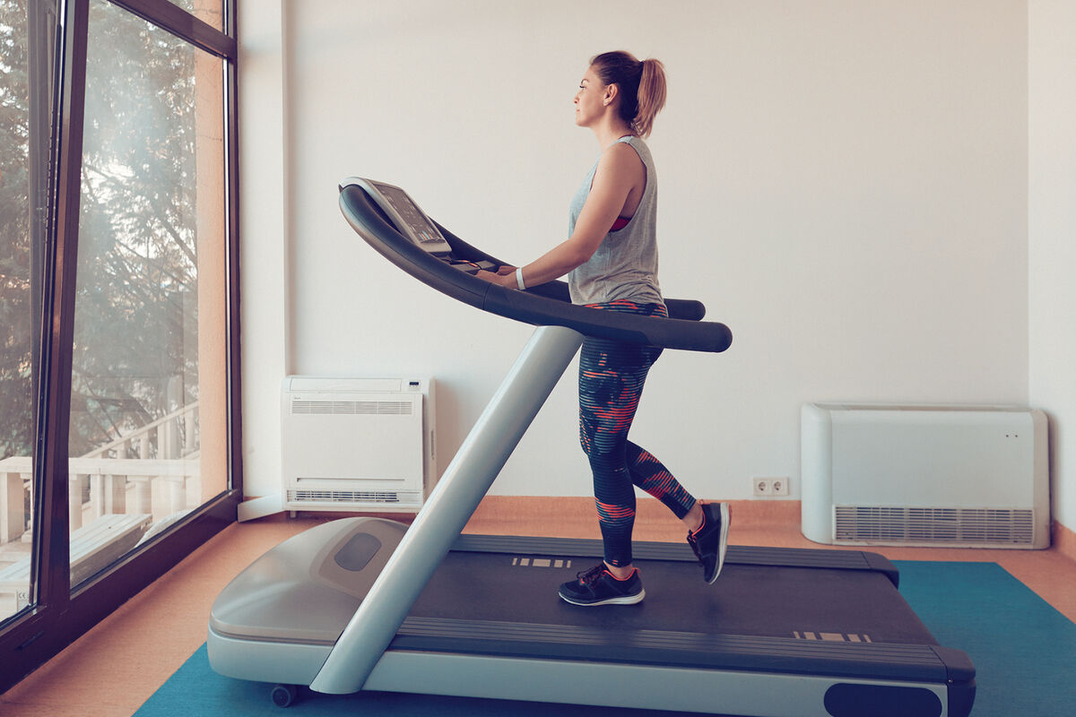 Walking on treadmill
