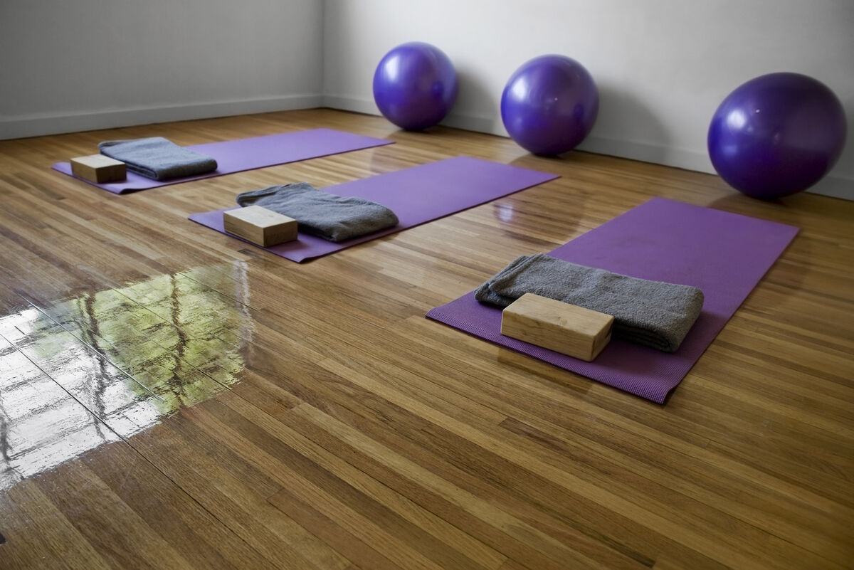 yoga studio with supplies