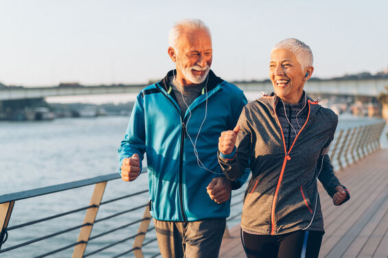 Senior couple jogging