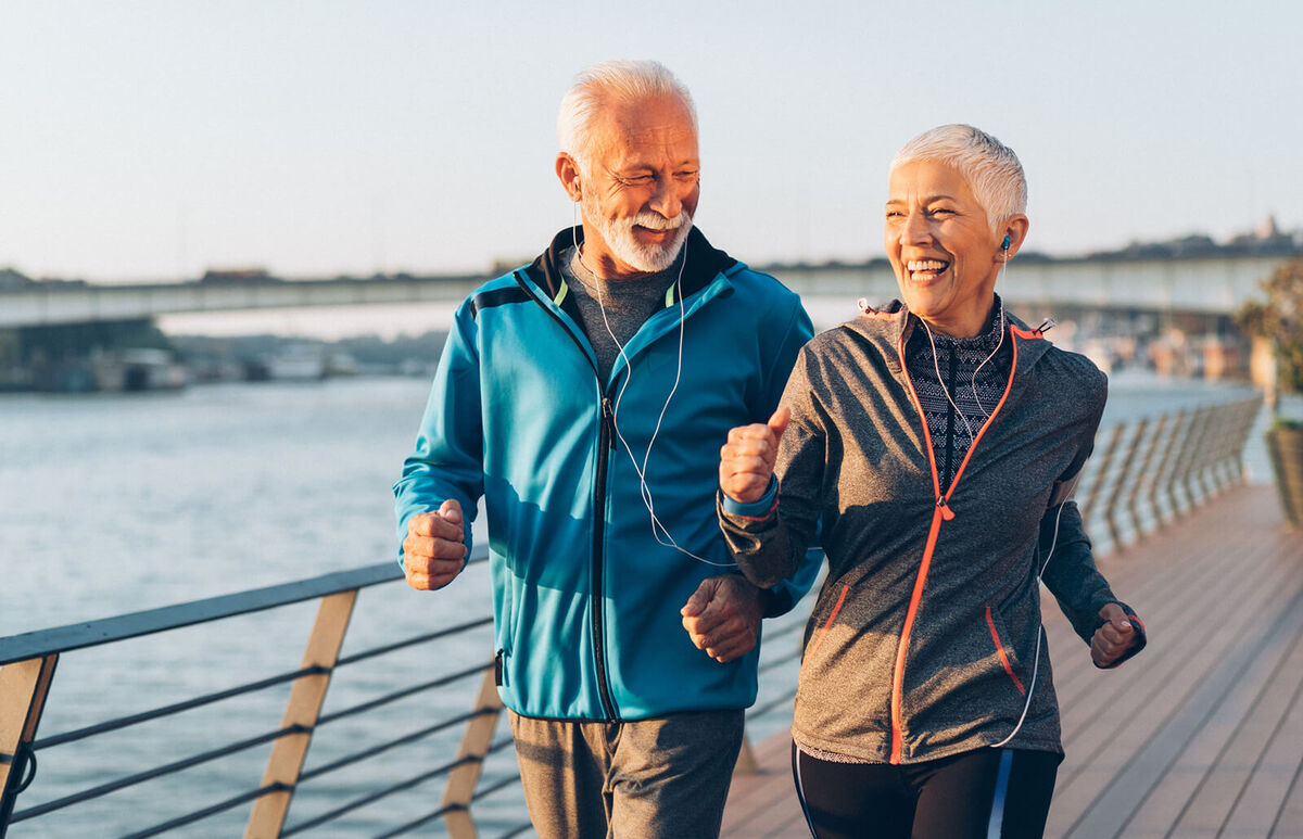 Senior couple jogging