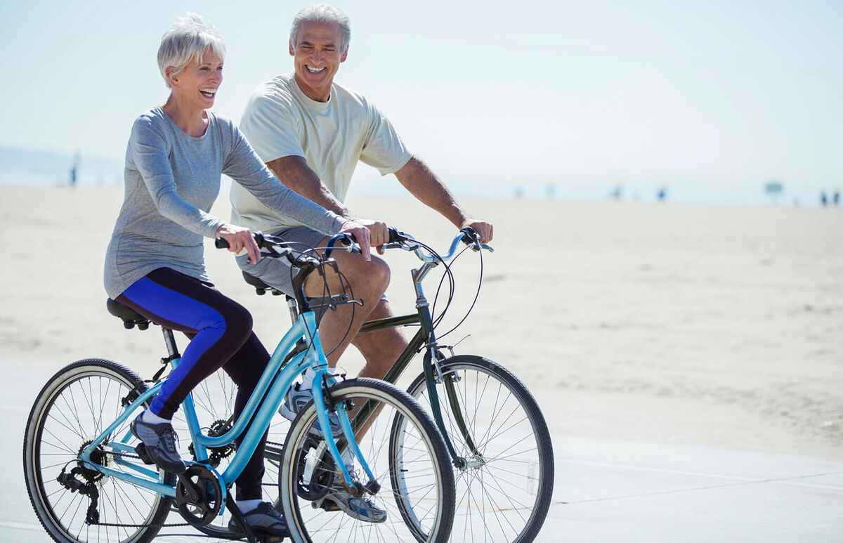 couple riding bicycles