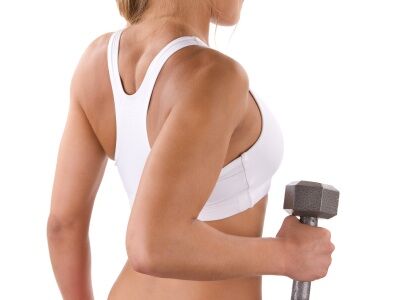 Young woman with strong shoulders