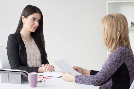 Pregnant woman in job interview