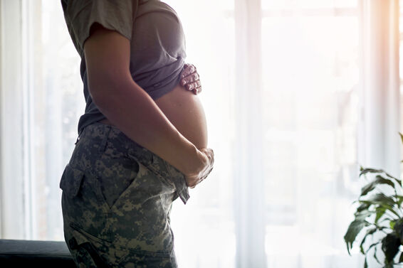 Pregnant Service woman At Home