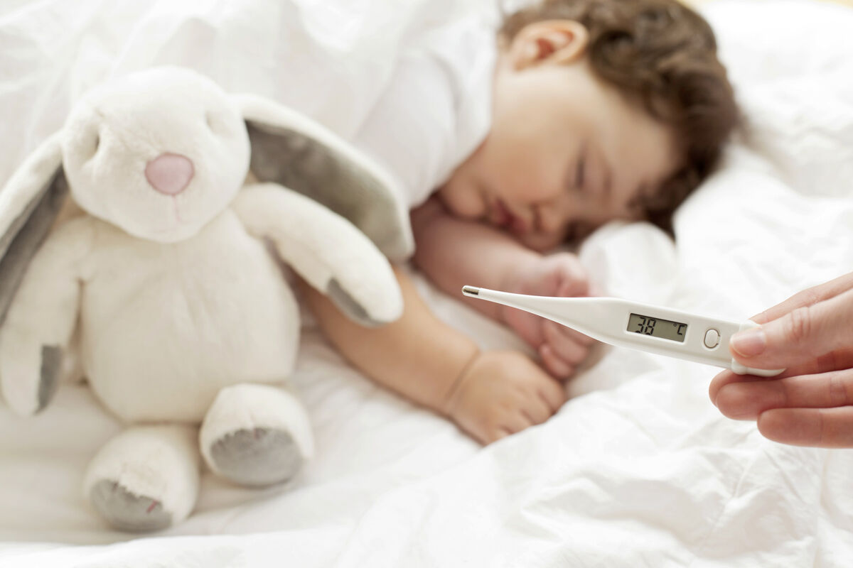Feverish baby sleeping
