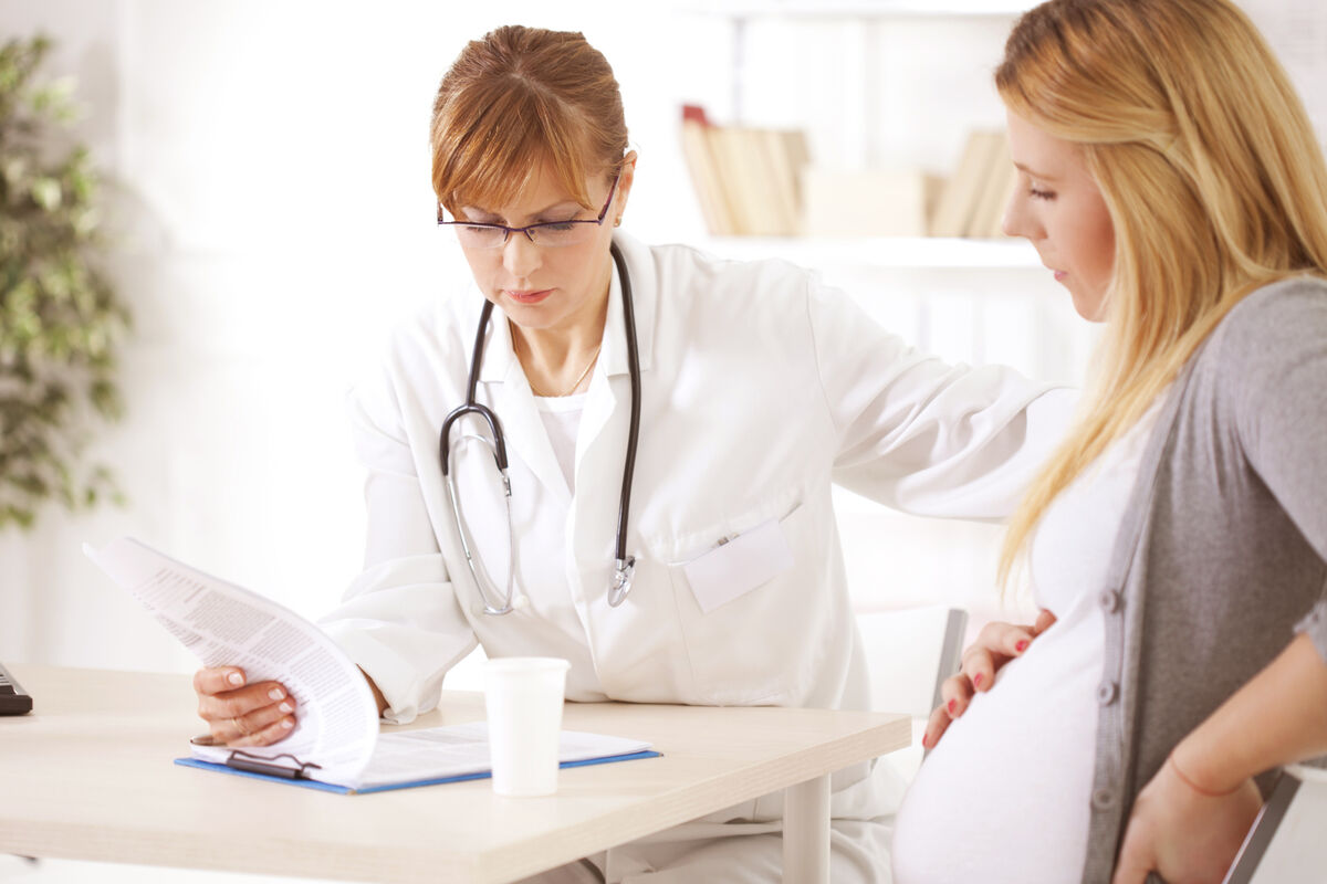 Pregnant woman at doctor's office