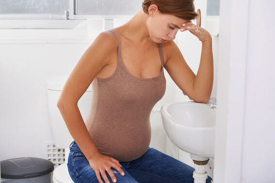Pregnant woman with morning sickness