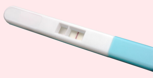 Pregnancy test showing a negative result