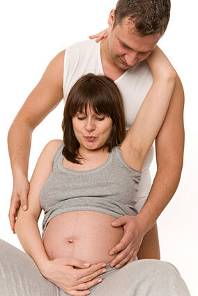 woman and birth coach