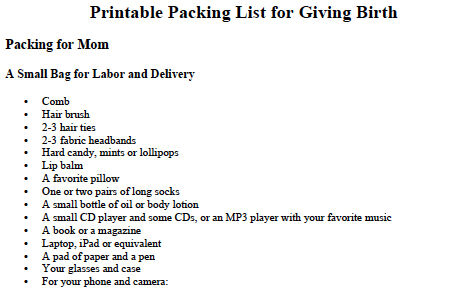 Printable Packing List