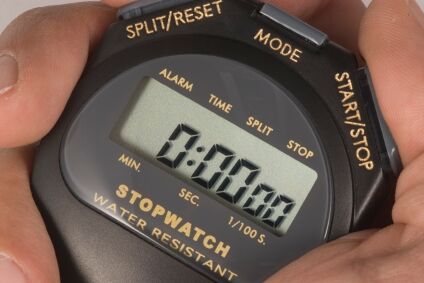 Using a stopwatch to time contractions