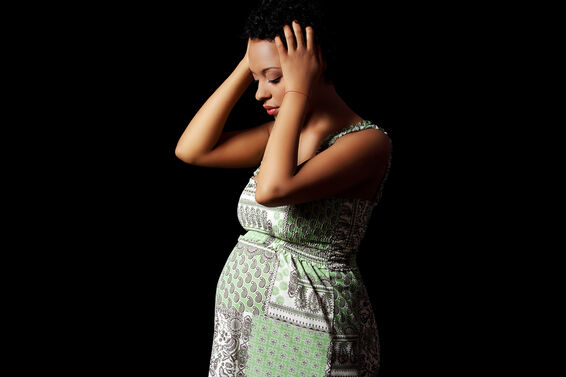 concerned pregnant woman