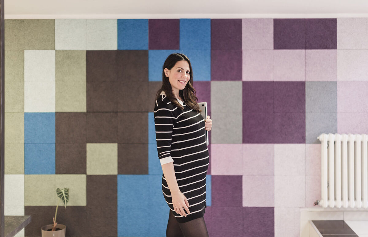 pregnant businesswoman in her office