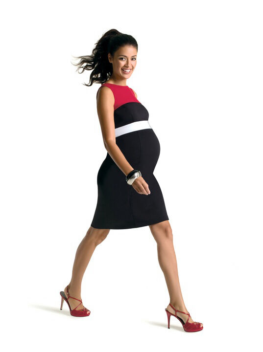 Trendy colorblock ponte sheath maternity dress