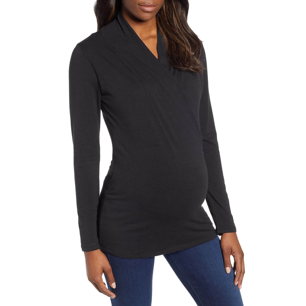 wrap collar long sleeved tee