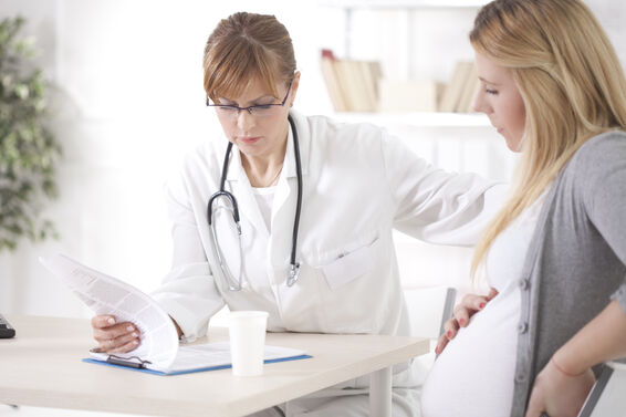 Pregnant woman at doctor's office