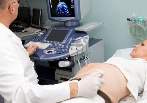 Pregnant woman having an ultrasound