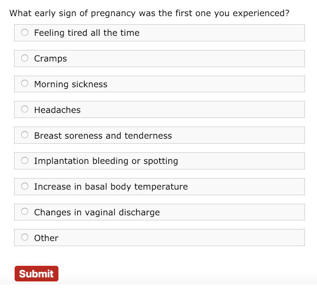 early pregnancy signs poll