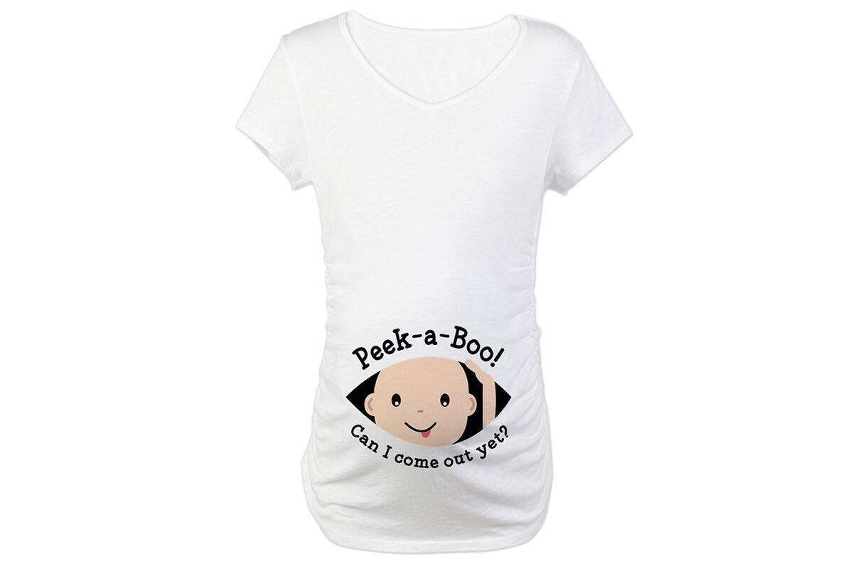 CafePress - Peek A Boo Maternity T Shirt - Cotton Maternity T-shirt, Cute & Funny Pregnancy Tee