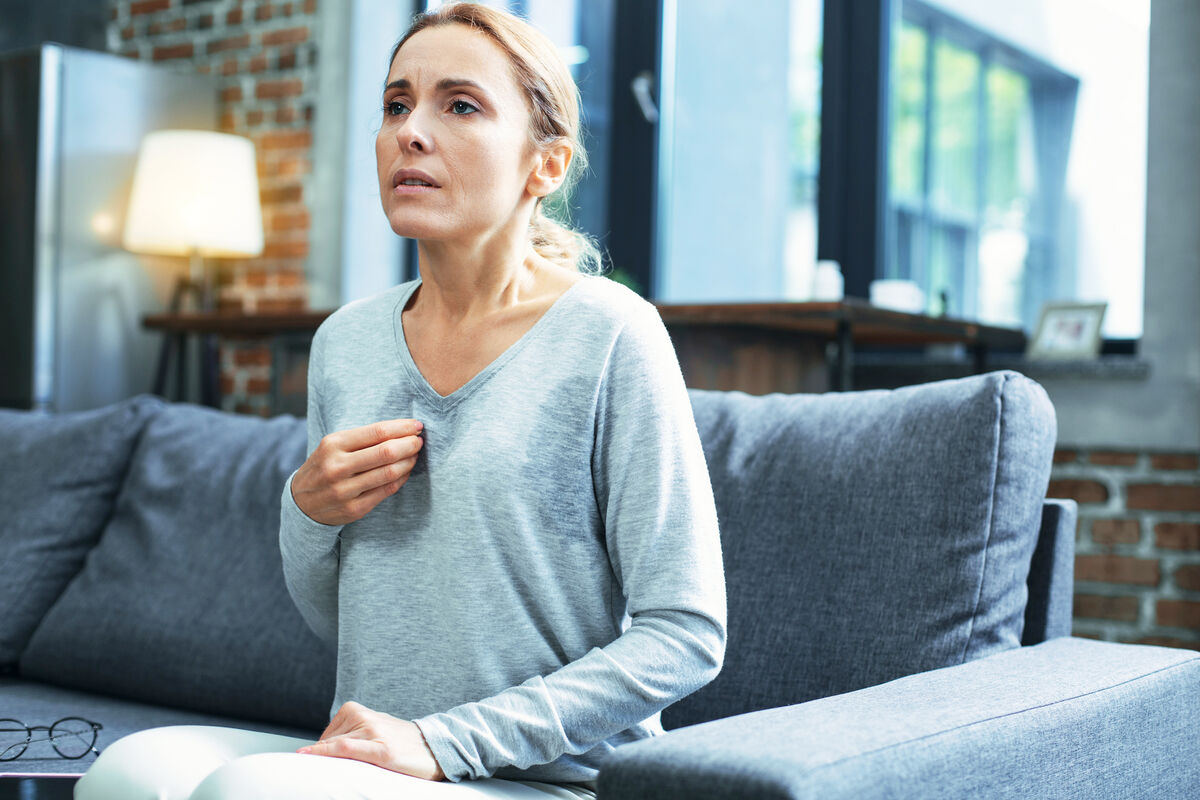 Woman tolerating hot flash