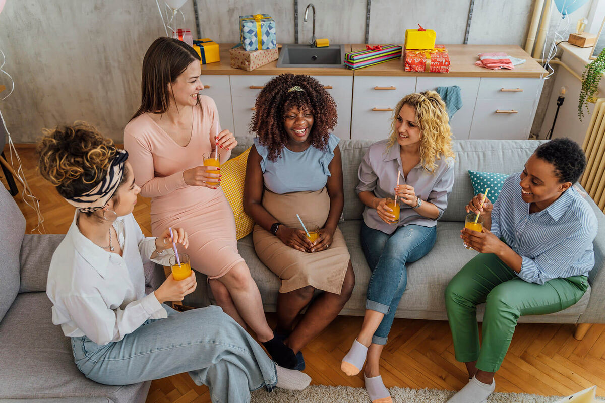 women together at baby shower