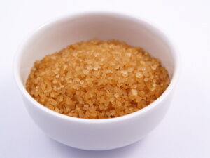 Bowl of brown sugar for a facial scrub
